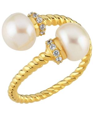 LINYA JEWELLERY Twisted Spiral Pearl Ring - Metallic