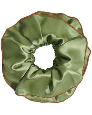Lost Pattern Maxi Flower Double-Layer Oversized Silk Scrunchie - Green