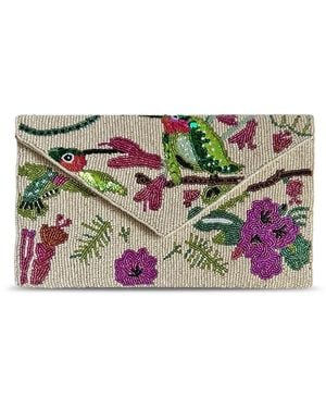 Pick Happy Handbeaded Clucth Bag Botanica Bird Ivory - Multicolour