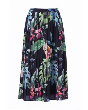 Carloslines Pleated Midi Skirt - Blue