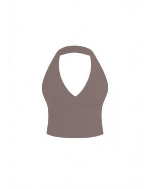 GOD SAVES QUEENS Second Skin Studio Halter Top Mushroom - Brown