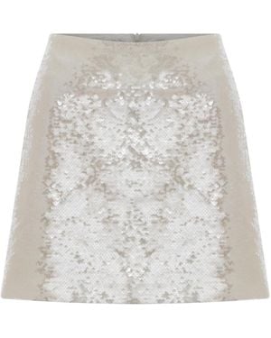NAZLI CEREN Marde A-Line Sequin Mini Skirt - White