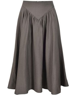 Oh!Zuza Neutrals Echo Viscose Midi Skirt With Pockets – Cocoa - Grey