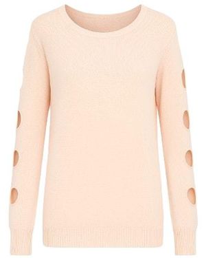 Conquista Hole Detail Loose Apricot Jumper - Pink