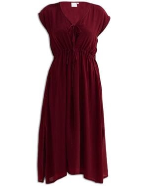 REISTOR Deep V-Neck Gathered Crepe Dress