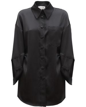 Julia Allert Chic Oversized Satin Shirt - Black