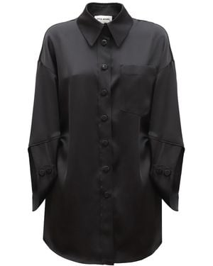 Julia Allert Chic Oversized Satin Shirt - Black