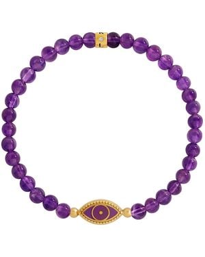 Karma and Luck Mystic Shield Amethyst Evil Eye Bracelet - Purple