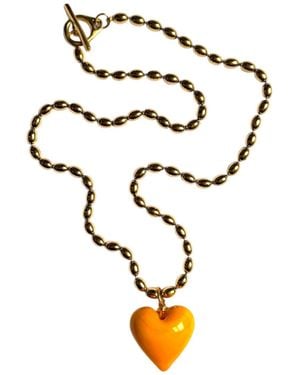 Sccollection Bacio Glass Heart Necklace - Metallic