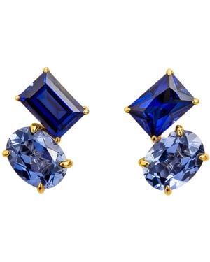Juvetti Buchon Earrings Set With Sapphire - Blue