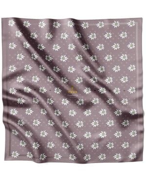 Lamberty Munich Alpine Edelweiss Midi Silk Scarf - Purple