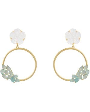 Lavani Jewels Aqua Daisy Hoops - Metallic