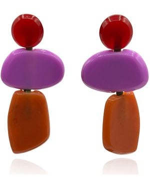 Michael Nash Jewelry Puzzle Resin, Amber Multi Triple Drop Earrings - Purple
