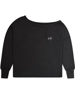 Cloud Haven Off The Shoulder Relaxed Logo Tee - Black