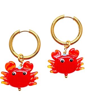 Smilla Brav Murano Glass Earrings Holy Crab! - Red