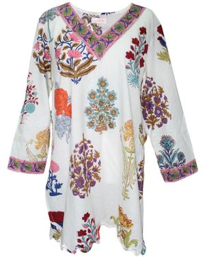 Mary Marshmallow V-Neck Scalloped Tunic - Blue