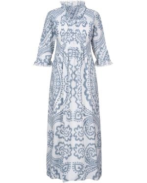 At Last Cotton Annabel Maxi Dress - Blue