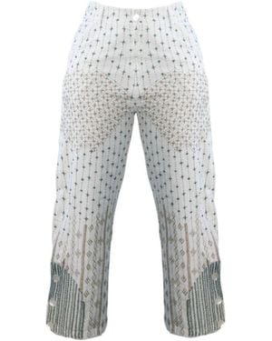 Tega Collective Alankara Split Hem Embroidered Pants - Gray