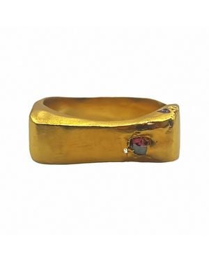 Moca Jewellery Grace Bow Gem Ring Vermeil Gem Stone - Yellow