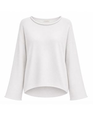 Fiora Muse Relaxed Wide Sleeve Cashmere Jumper - White