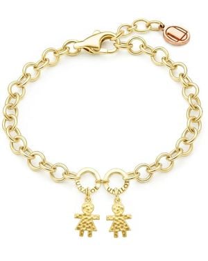 Unaloe Adjustable Plated Bracelet With Two Charms For Girls - Metallic