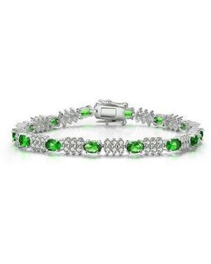 Genevive Jewelry Sterling Plated With Coloured Cubic Zirconia Sapphire Bracelet - Green