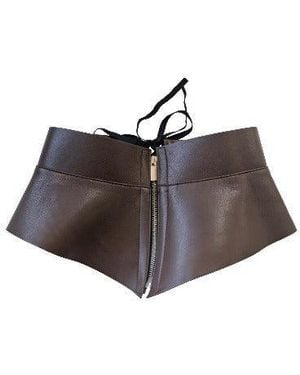 Circular Path Lace Up Corset Belt - Brown