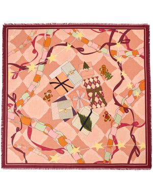 Asyii Gift To Self Silk-Wool Square Scarf 【Limited-Edition】 - Pink