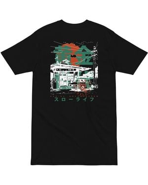 Anchor and Crew Four Gas Station Japan Era Heavy Cotton T-Shirt - Black