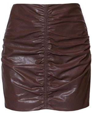 AGGI by HALEWSKI Ruth Chocolate Mini Vegan Leather Skirt - Brown