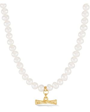 Dower & Hall Pearl Nomad T-Bar Necklace - Metallic