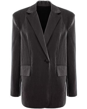BLUZAT Shimmer Oversized Blazer - Black