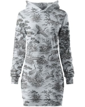 Aloha From Deer Crane Garden Oversoze Hoodie Dress - Grey
