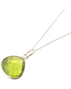 Sophelia Sterling Shiny Peridot August Birthstone Charm Necklace - White