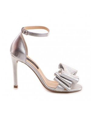 The 5Th Element Bow Leather Slim Heel Sandals - White