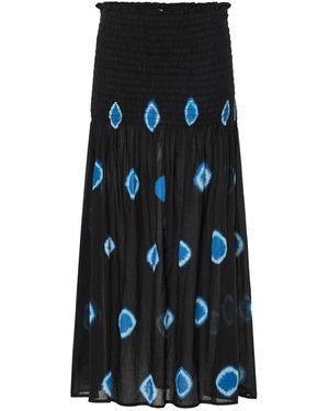 Par & Escala Smocked Cotton Maxi Josefa Skirt - Black