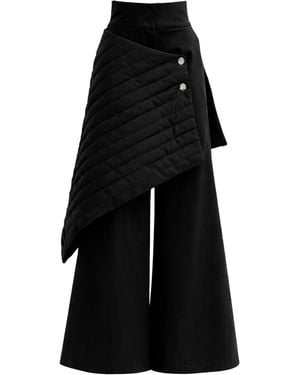 Julia Allert Vintage Wool Blend Quilted Trousers - Black