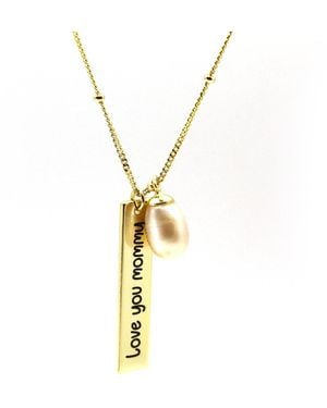VicStoneNYC Fine Jewelry Love You Mommy Pearl Solid Necklace - Metallic