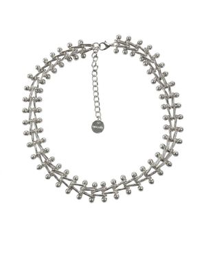 Mercela Chunky Chain Necklace – Statement Geometric Link Necklace Gift For Her - Metallic