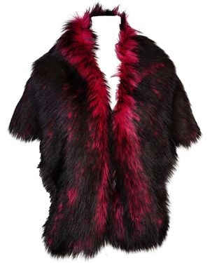 Jennafer Grace Sangre Faux Fur Shawl - Red