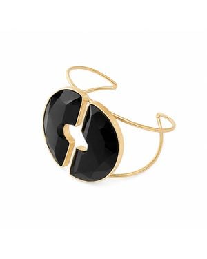 Rare Matters Jewelry Glass Geometric Statement Cuff Bracelet - Black