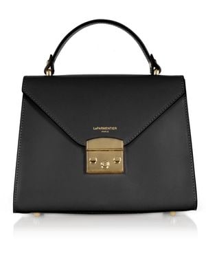 Le Parmentier Peggy Leather Top Handle Satchel Bag - Black