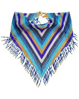 Iliana Arrazola Scarf Fringe Necklace - Blue