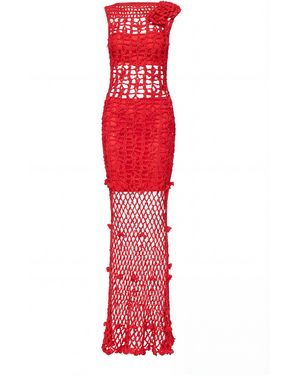 Andreeva Vanilla Handmade Maxi Crochet Dress - Red