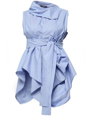 Metamorph Draped Belted Top - Blue