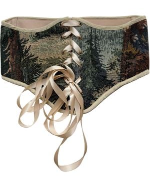 Stashe Hollow Vintage Tapestry Lace-Up Corset Belt - Multicolor