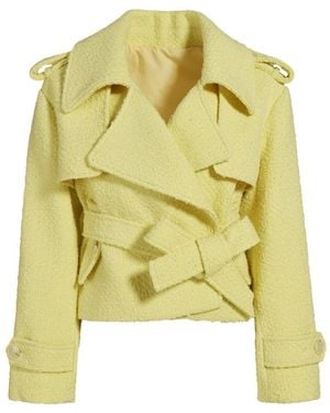 Hortons England Tweed Boucle Cropped Jacket - Yellow