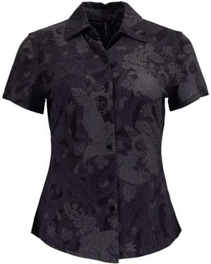 lords of harlech Shelley Paisley Explosion Printed Shirt - Black