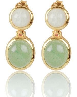 Lila Rasa Aventurine & Moonstone Earrings - Green