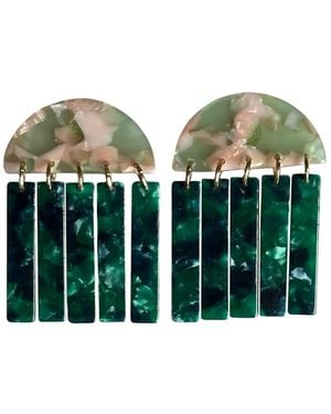 CLOSET REHAB Acrylic Fringe Statement Earrings - Green